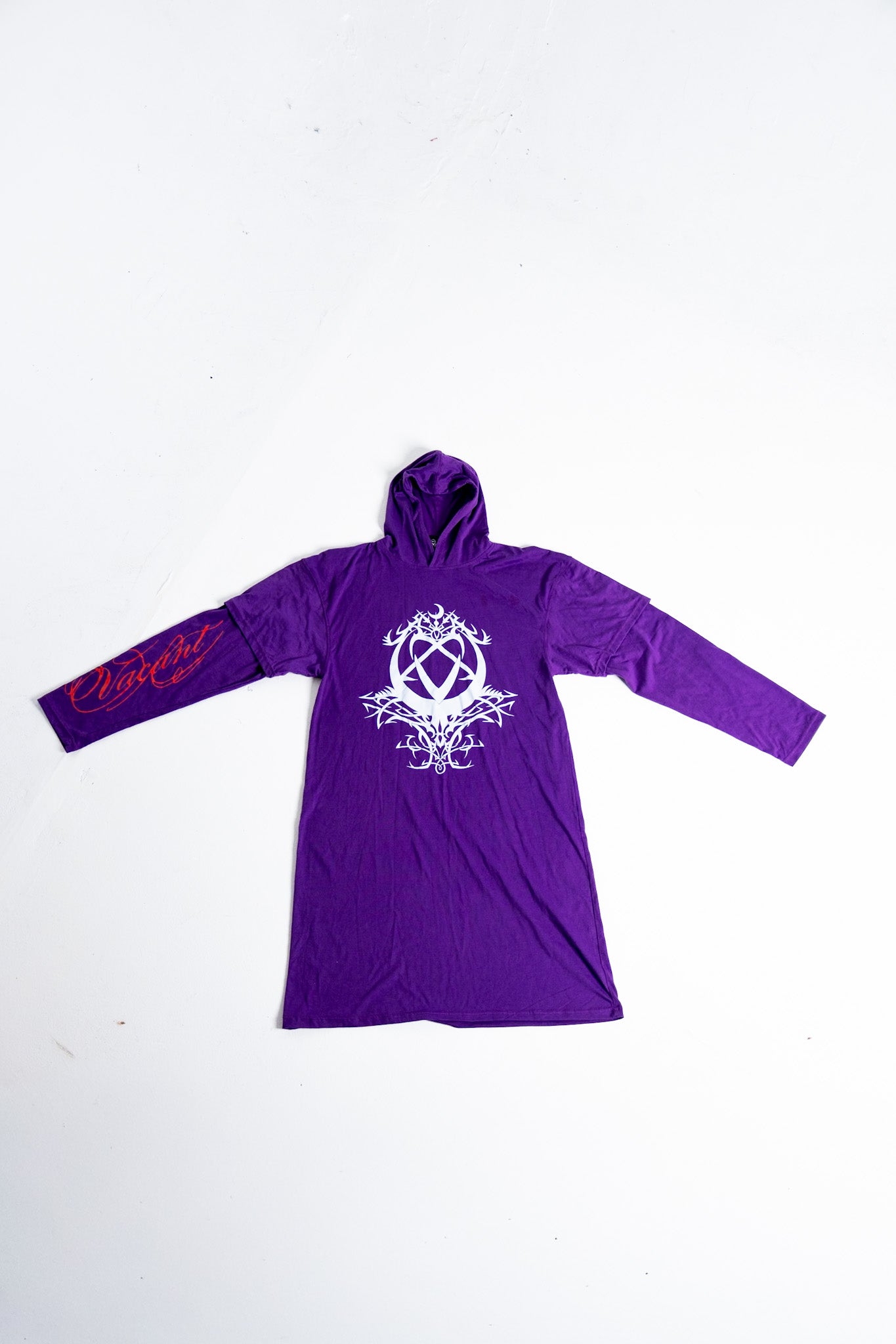 Vacant- Hearts Double Layered Hoodie ( Purple ) Extra Long Version