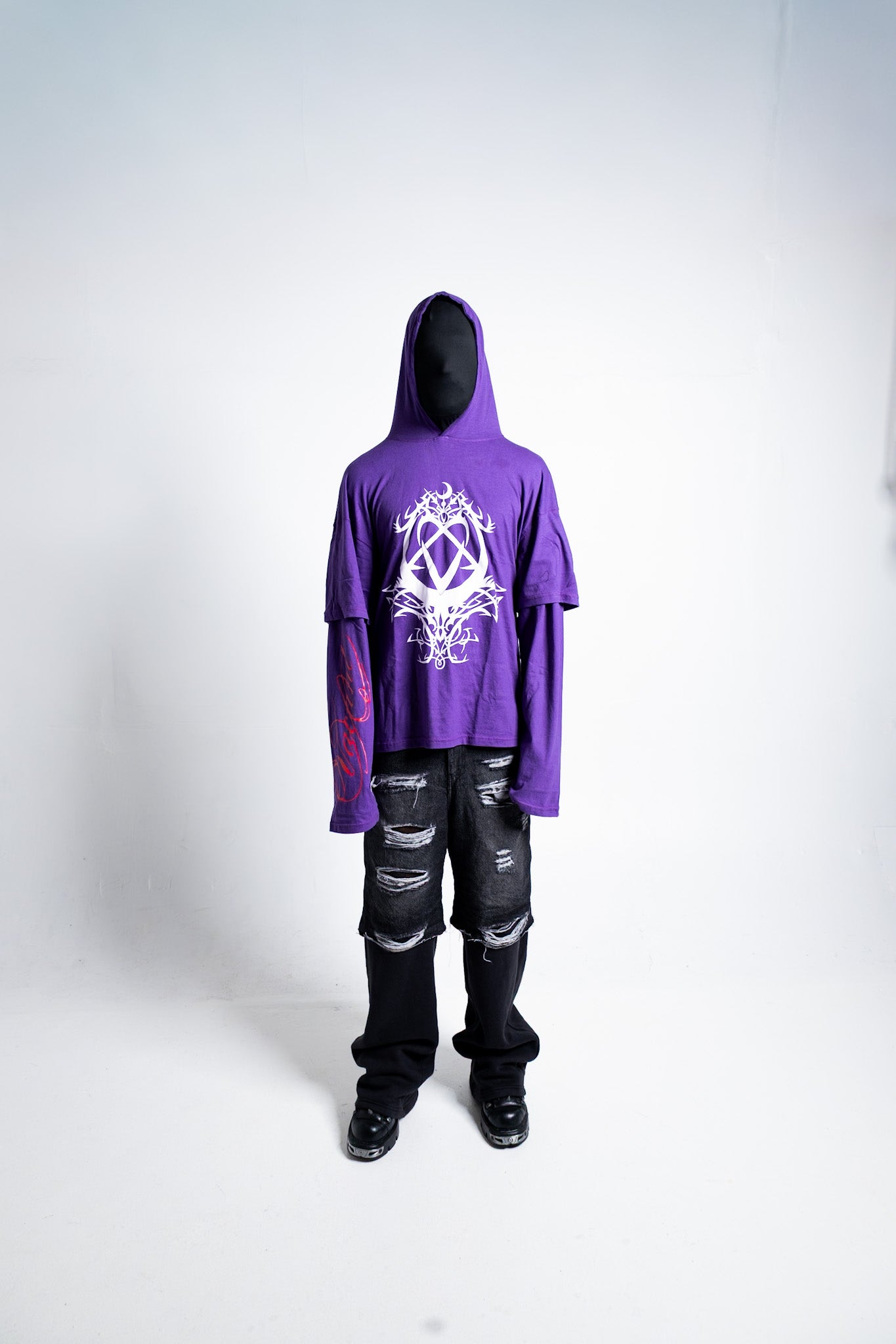 Vacant - Hearts Double Layered Hoodie (Purple)