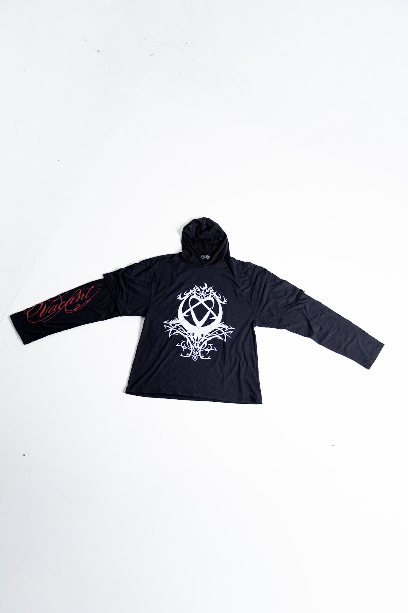 Vacant - Hearts Double Layered Hoodie ( Black )