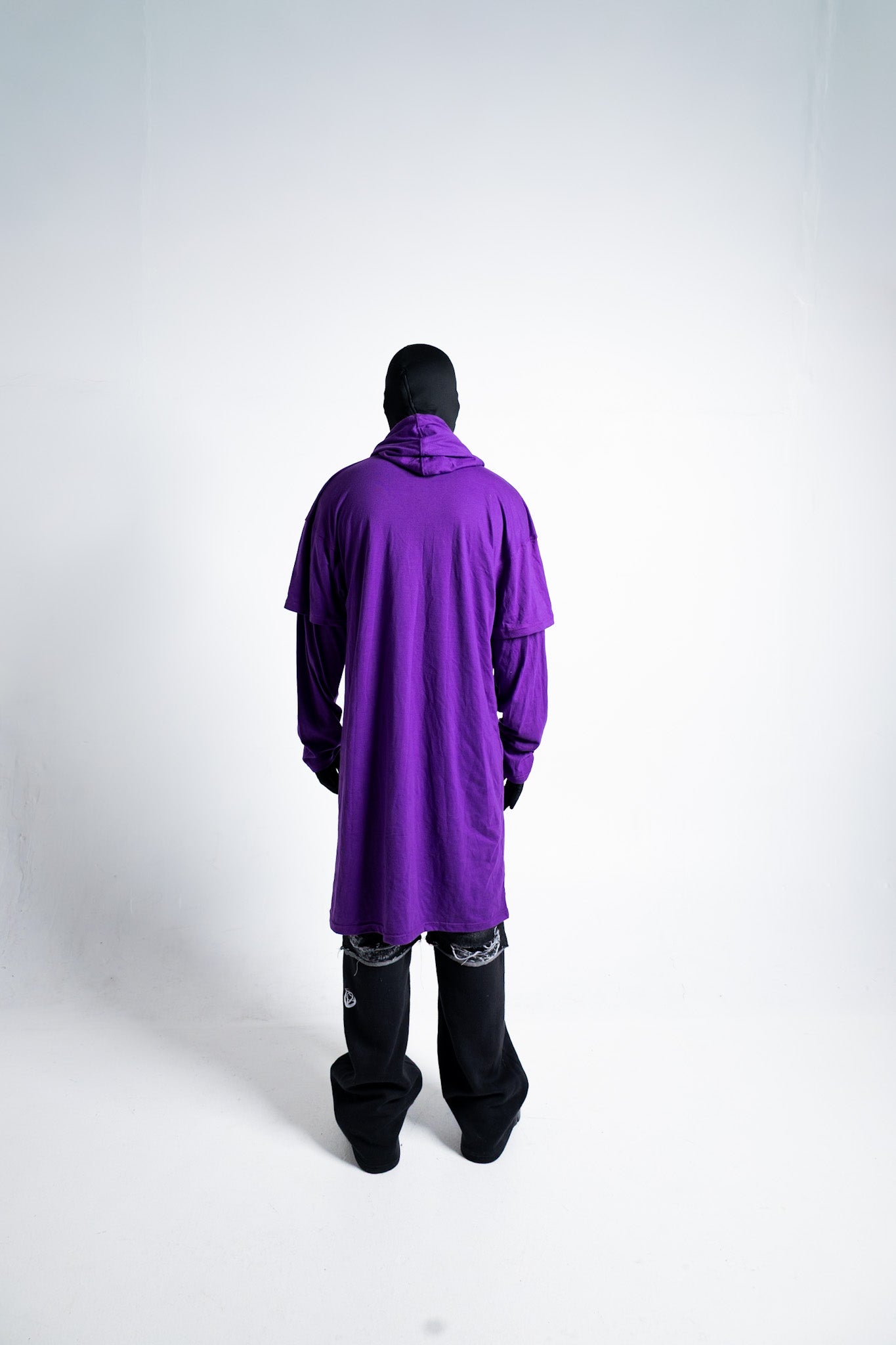 Vacant- Hearts Double Layered Hoodie ( Purple ) Extra Long Version